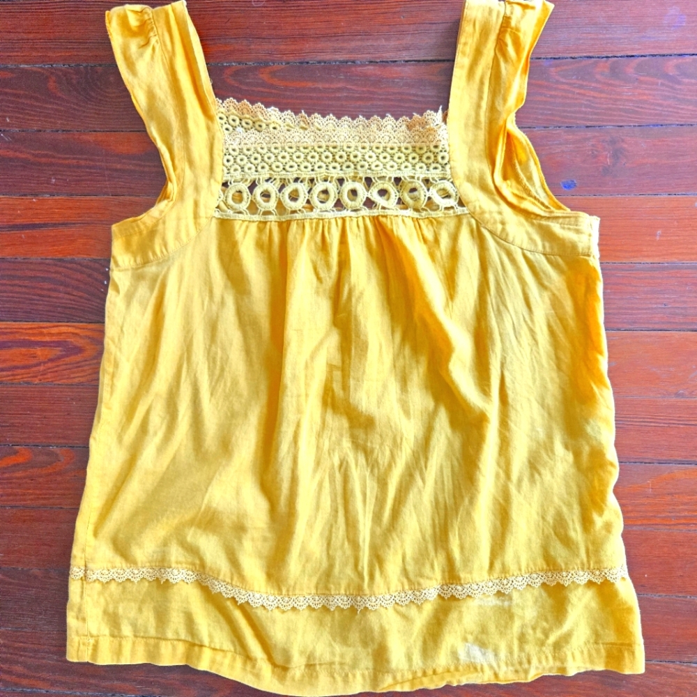 H&M Yellow Sleeveless Top with Lace Detail